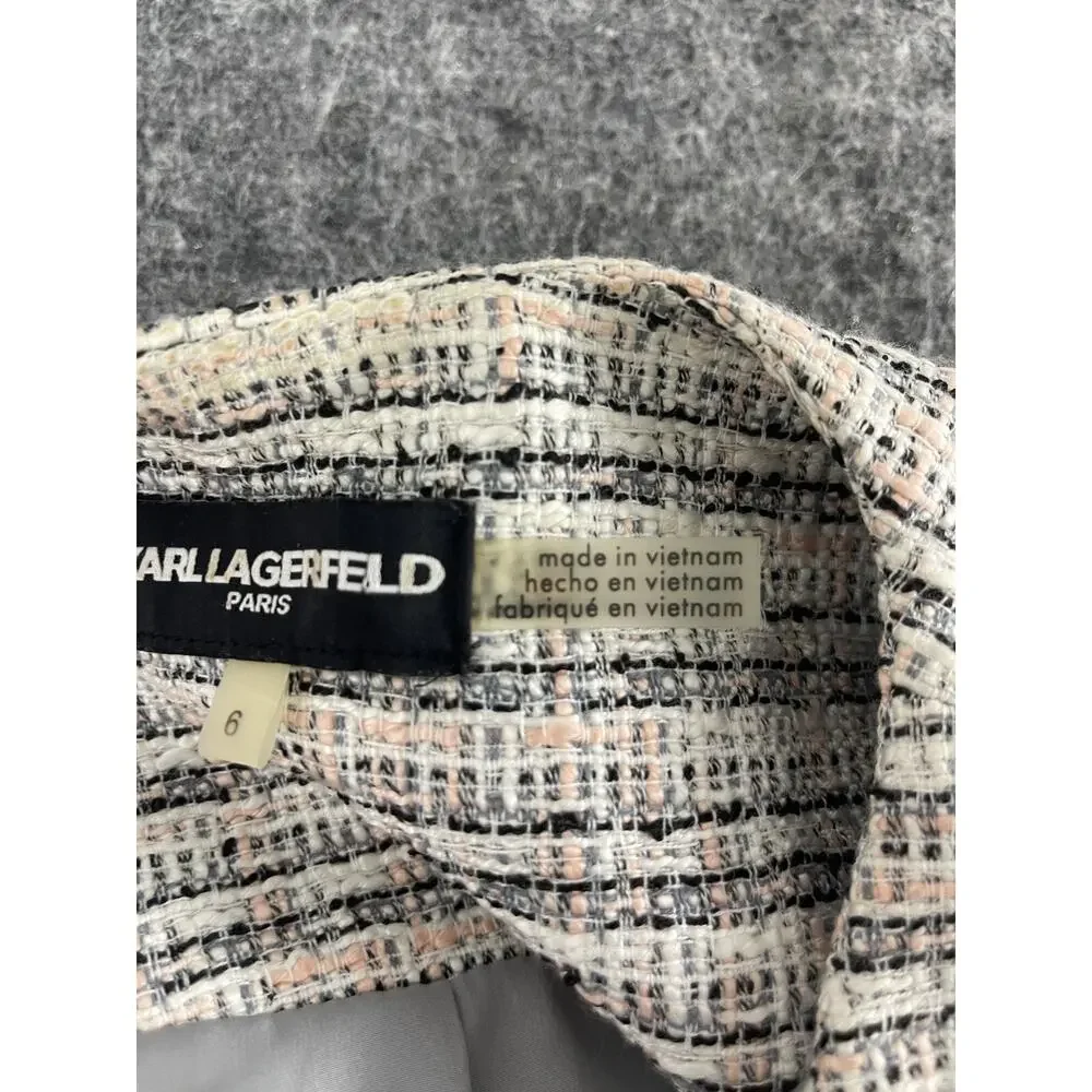 Karl Lagerfeld Blazer Jacket Women 6 White Full Zip Sport Coat Long Sleeve N299